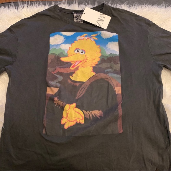 Zara Big Bird Mona Lisa Graphic Tee 